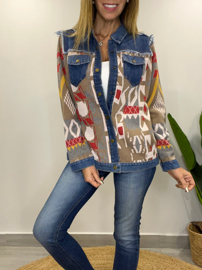 Chaqueta tejida Sinigual taupe/beige