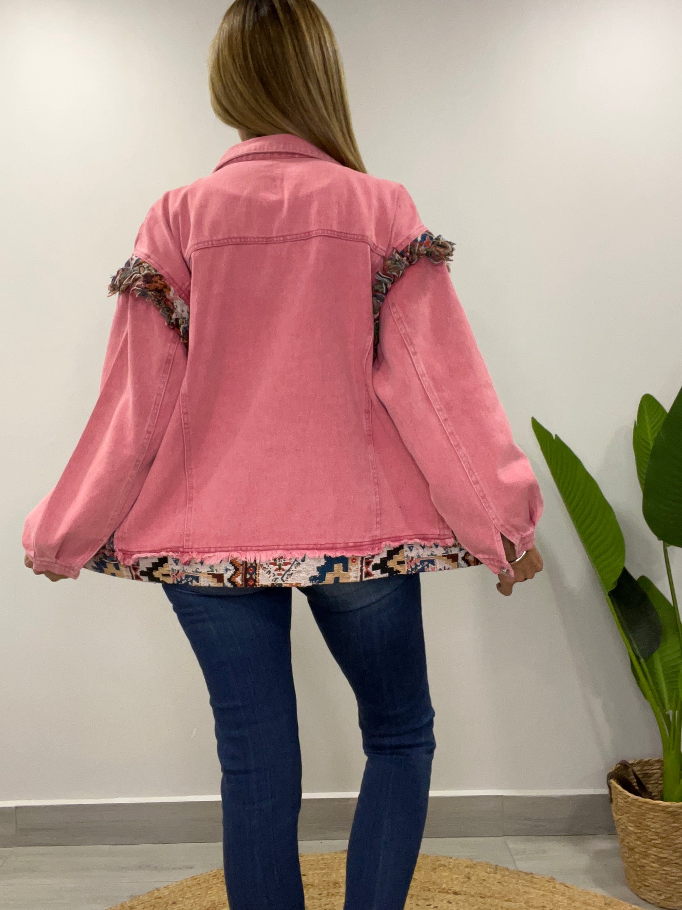 Chaqueta mezclilla Malú Fresa