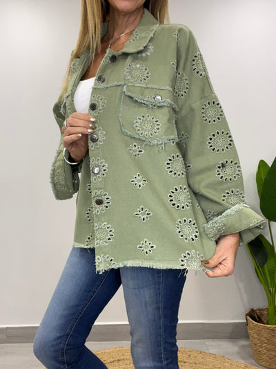 Chaqueta mezclilla Broderie Blondi oliva