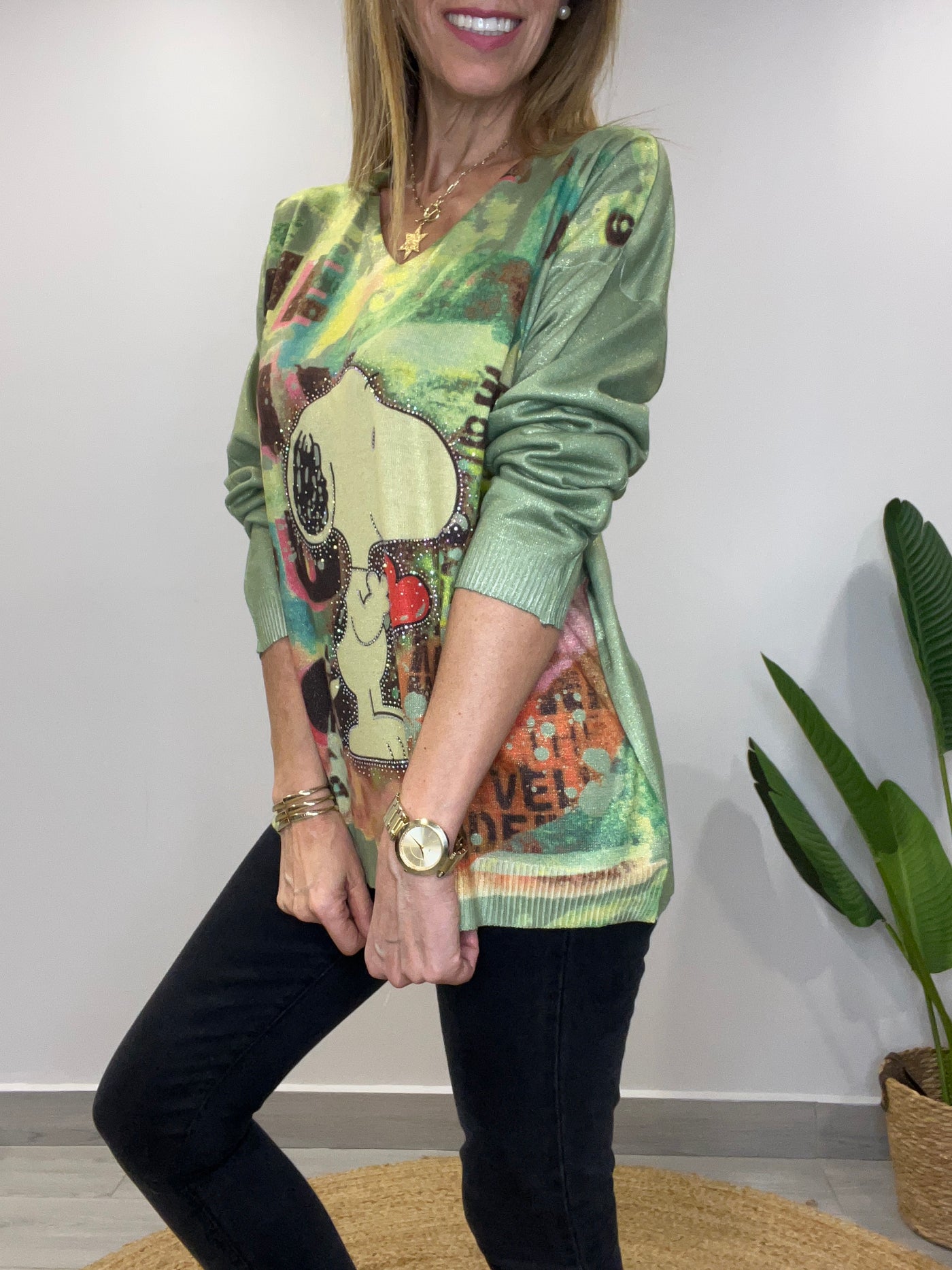 Sweater Italiano Snoopy Verde