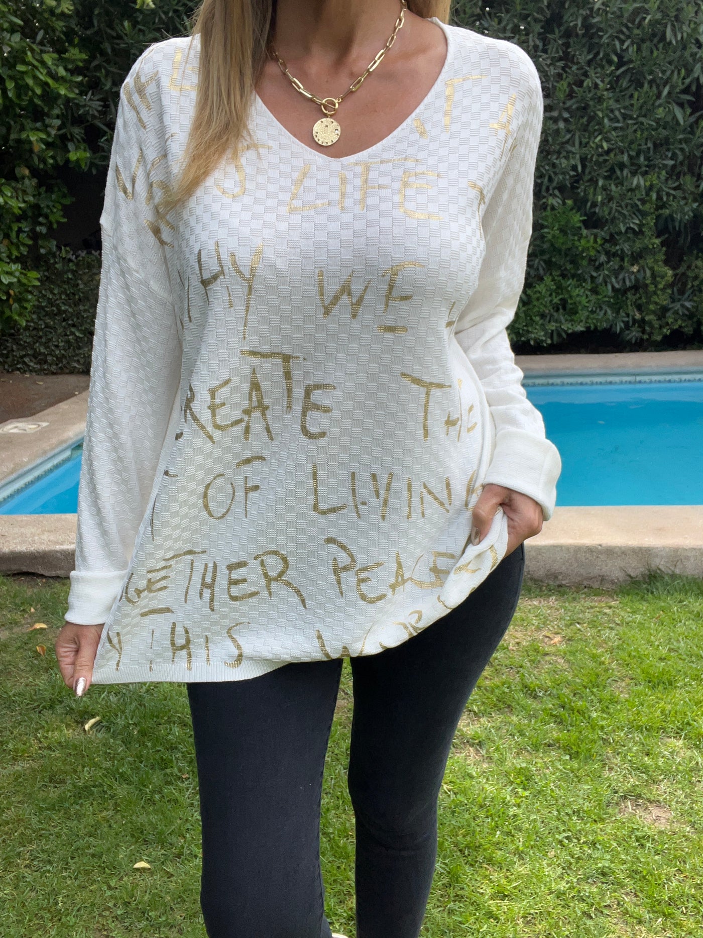 Sweater Hilo Life Blanco