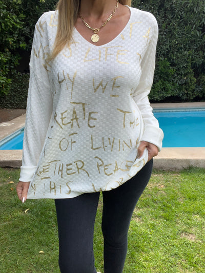 Sweater Hilo Life Blanco