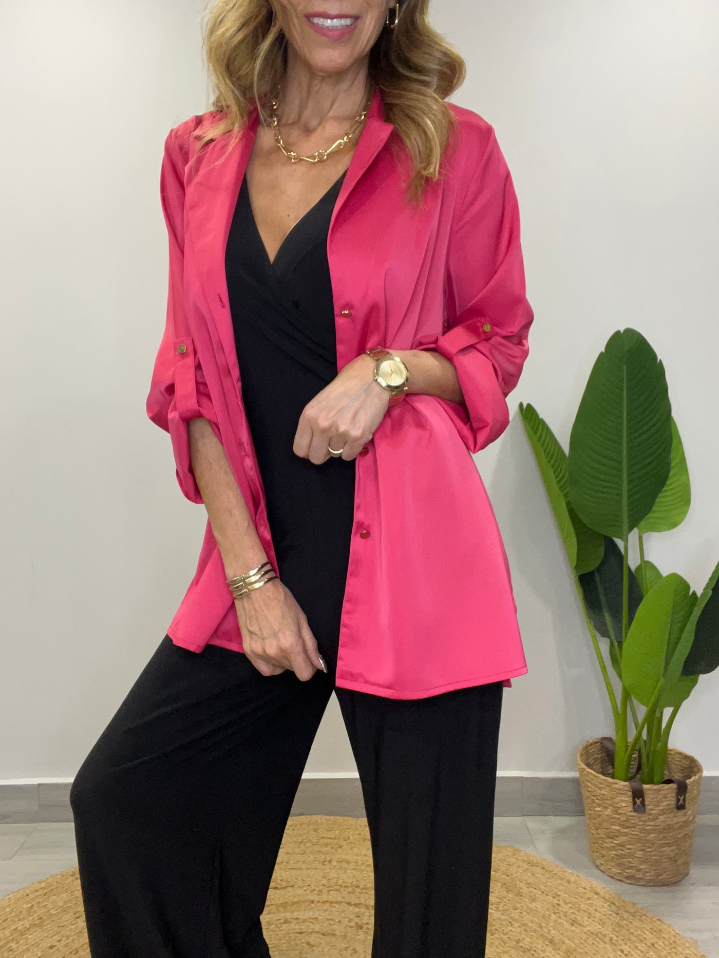 Blazer satin ritual Fucsia