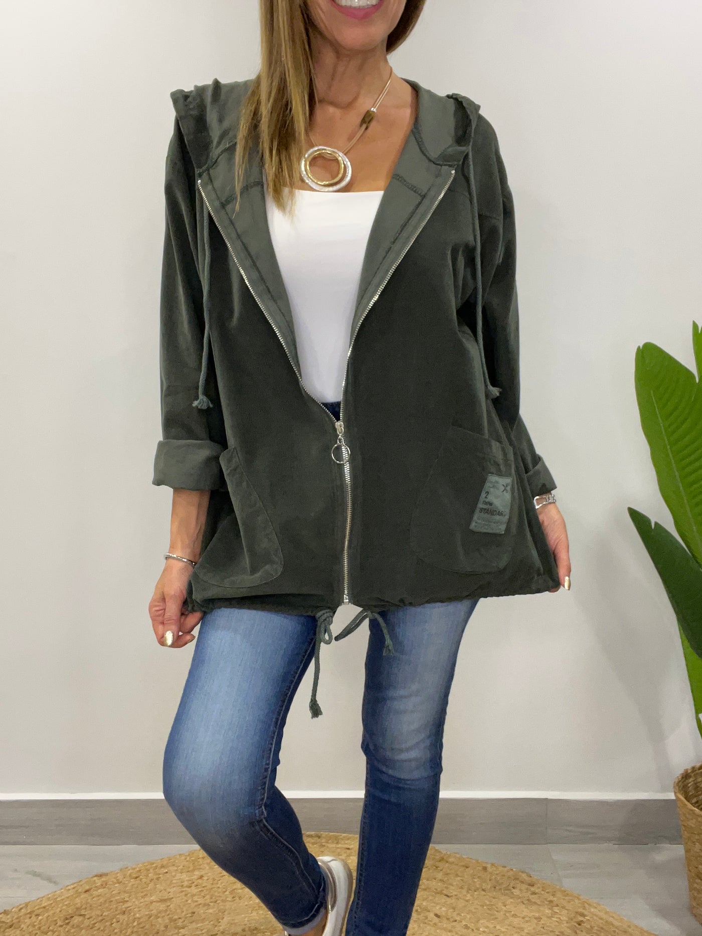 Cardigan Italiano Cotelina Verde