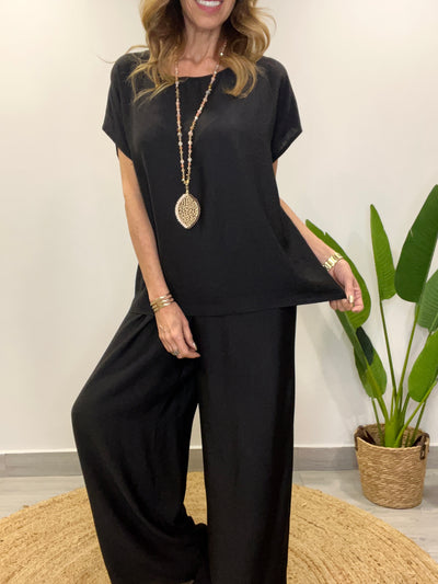 Conjunto Tahiti negro liso (2 piezas)