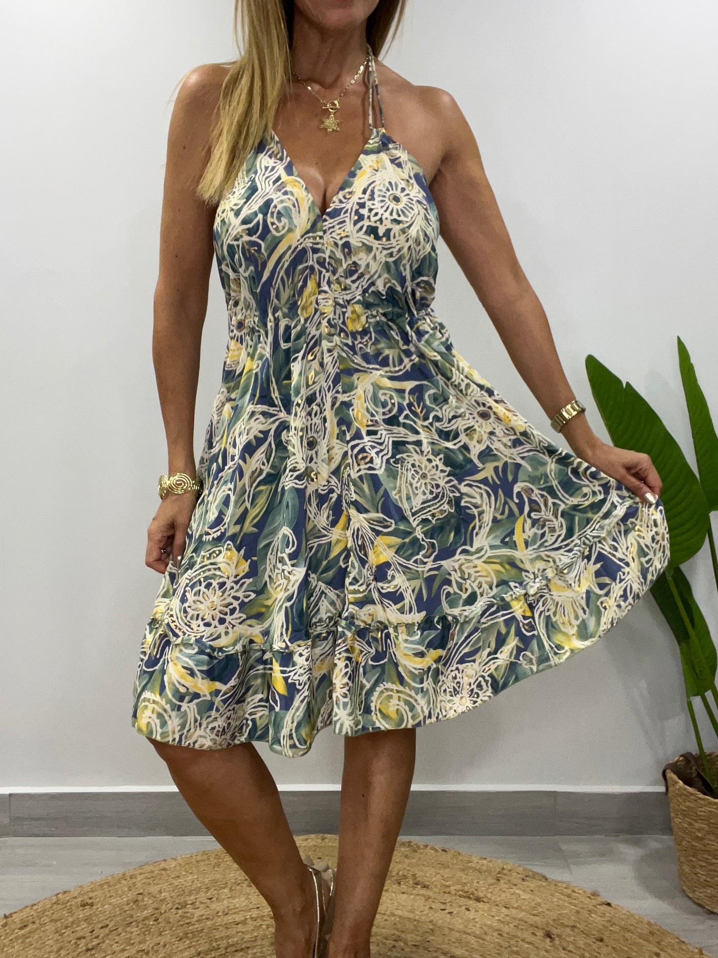 Vestido Seda India Bombay corto multi