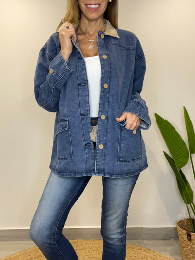 Chaqueta mezclilla Oxford Azul