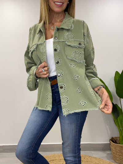Chaqueta mezclilla Broderie Blondi oliva