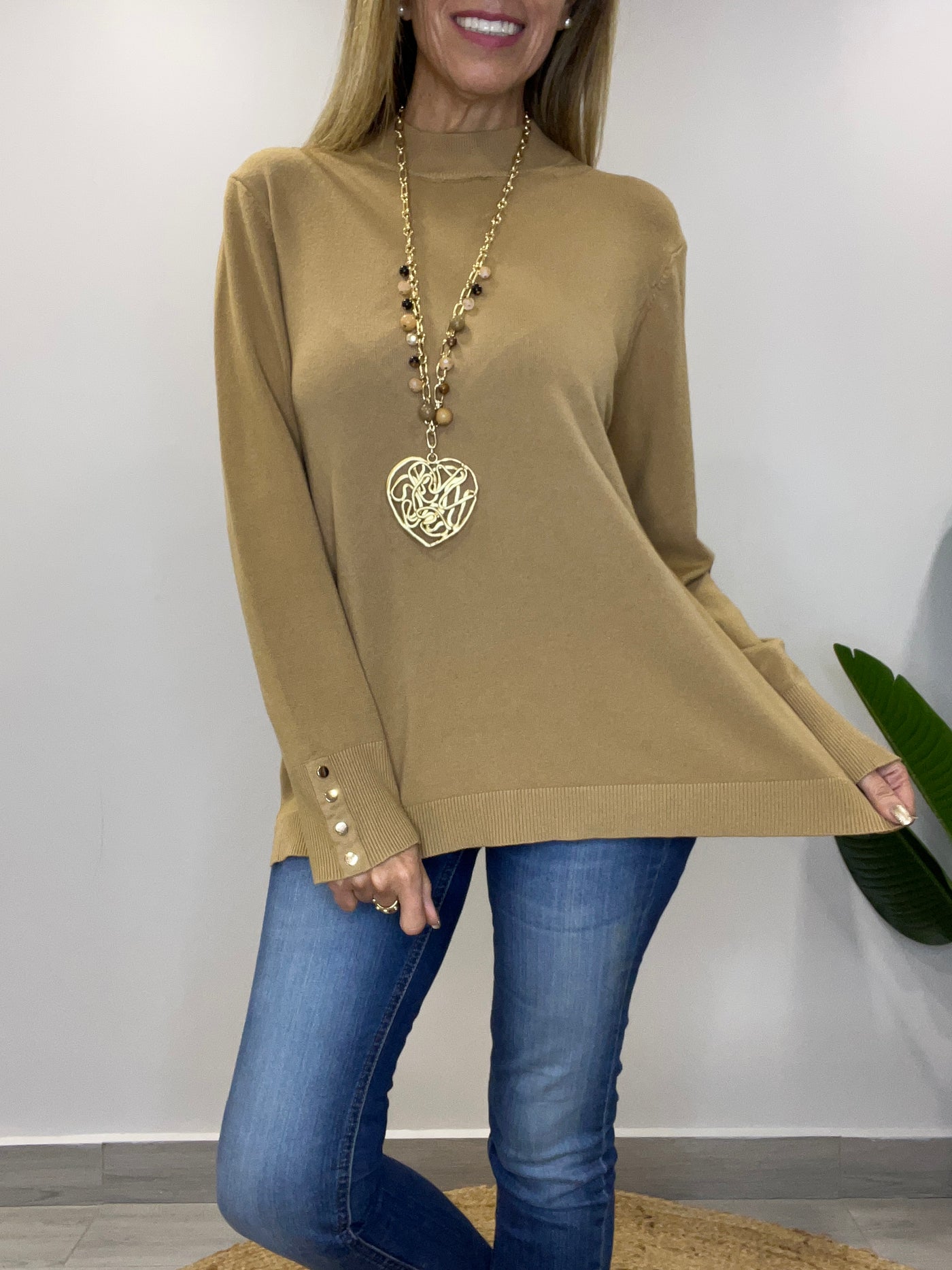 Sweater cuello medio Amalfi Camel