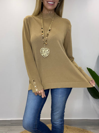 Sweater cuello medio Amalfi Camel