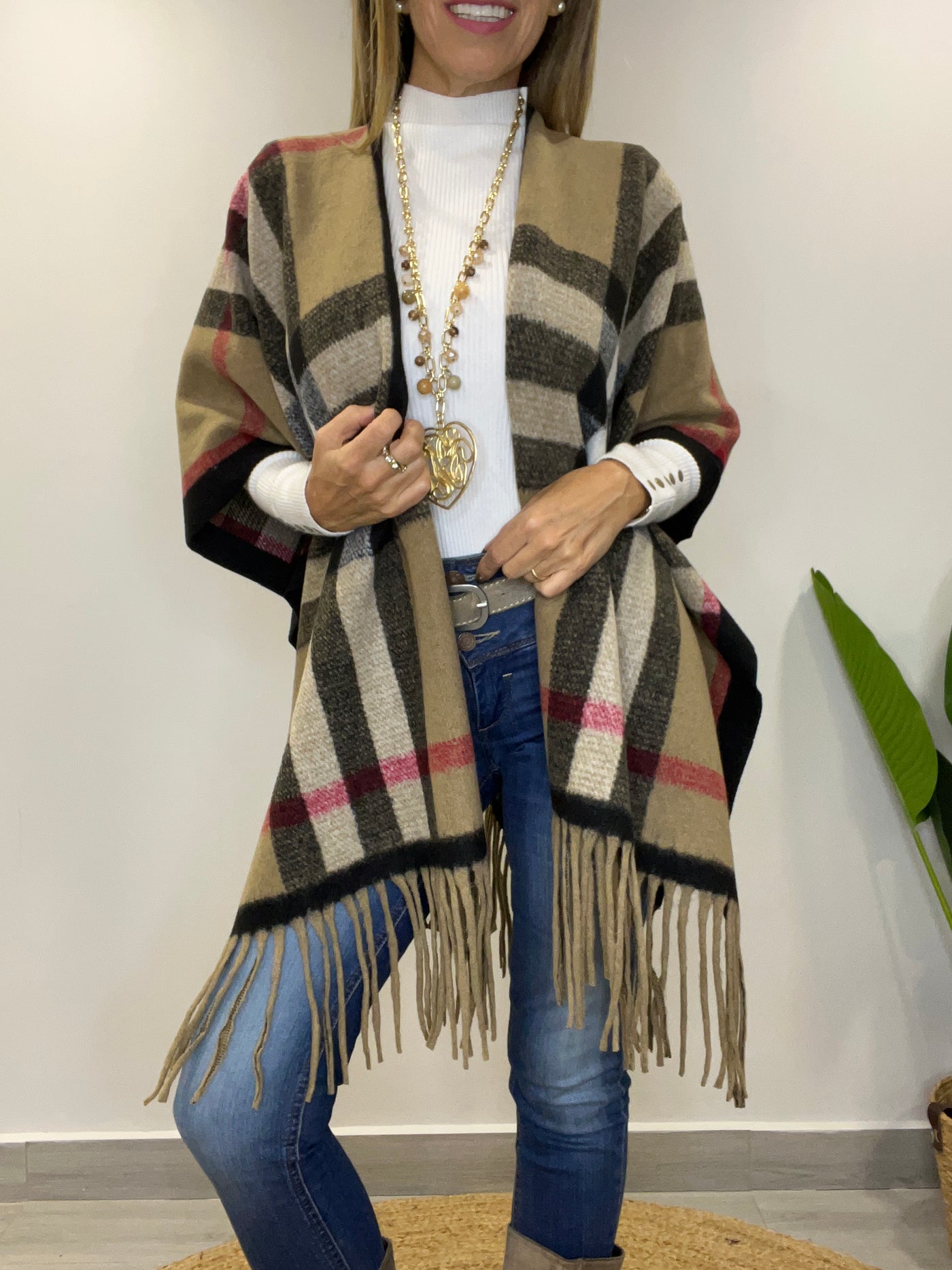 Ruana Escocia Beige
