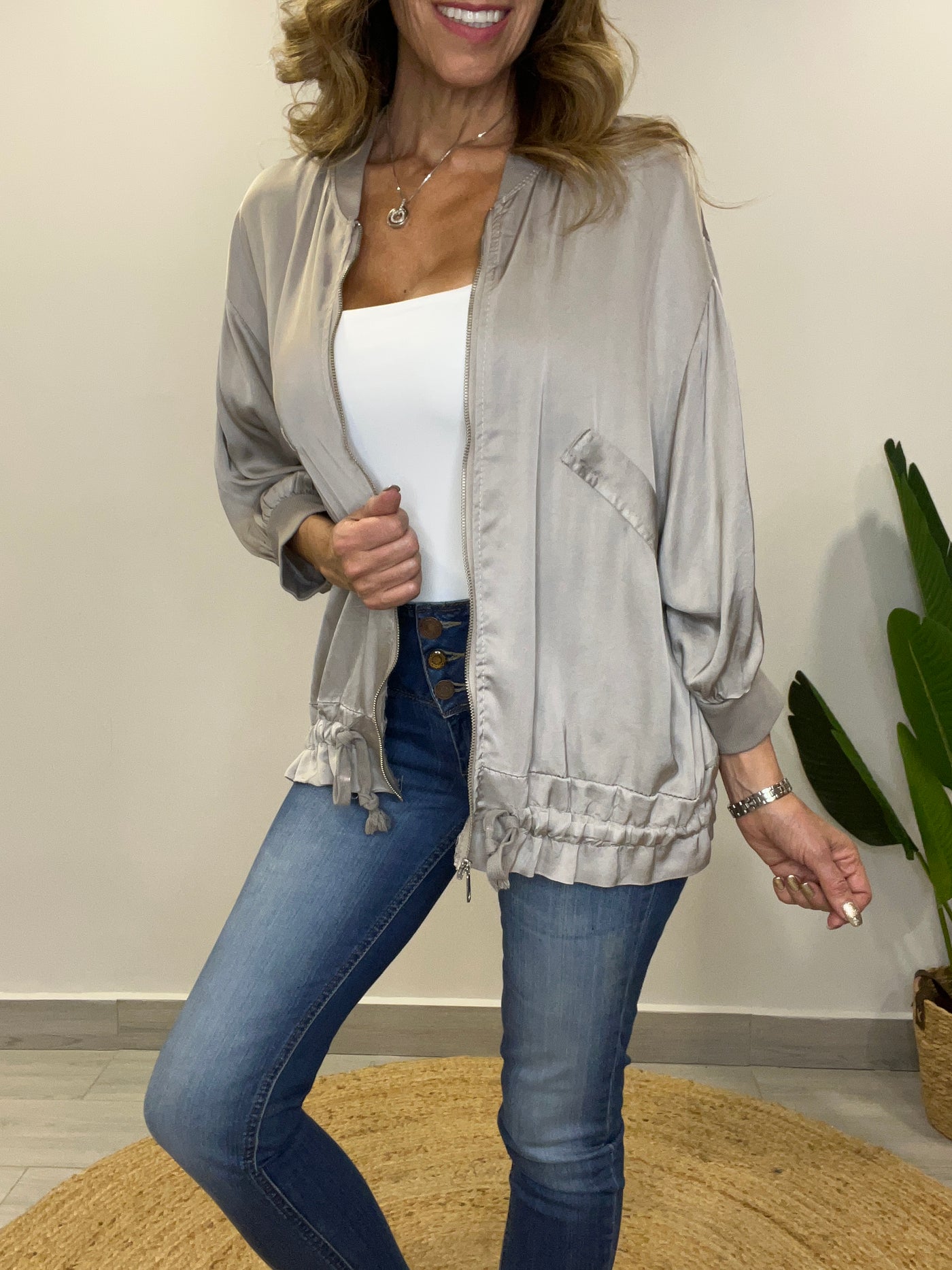 Bomber Italiano Viscoseda long plata