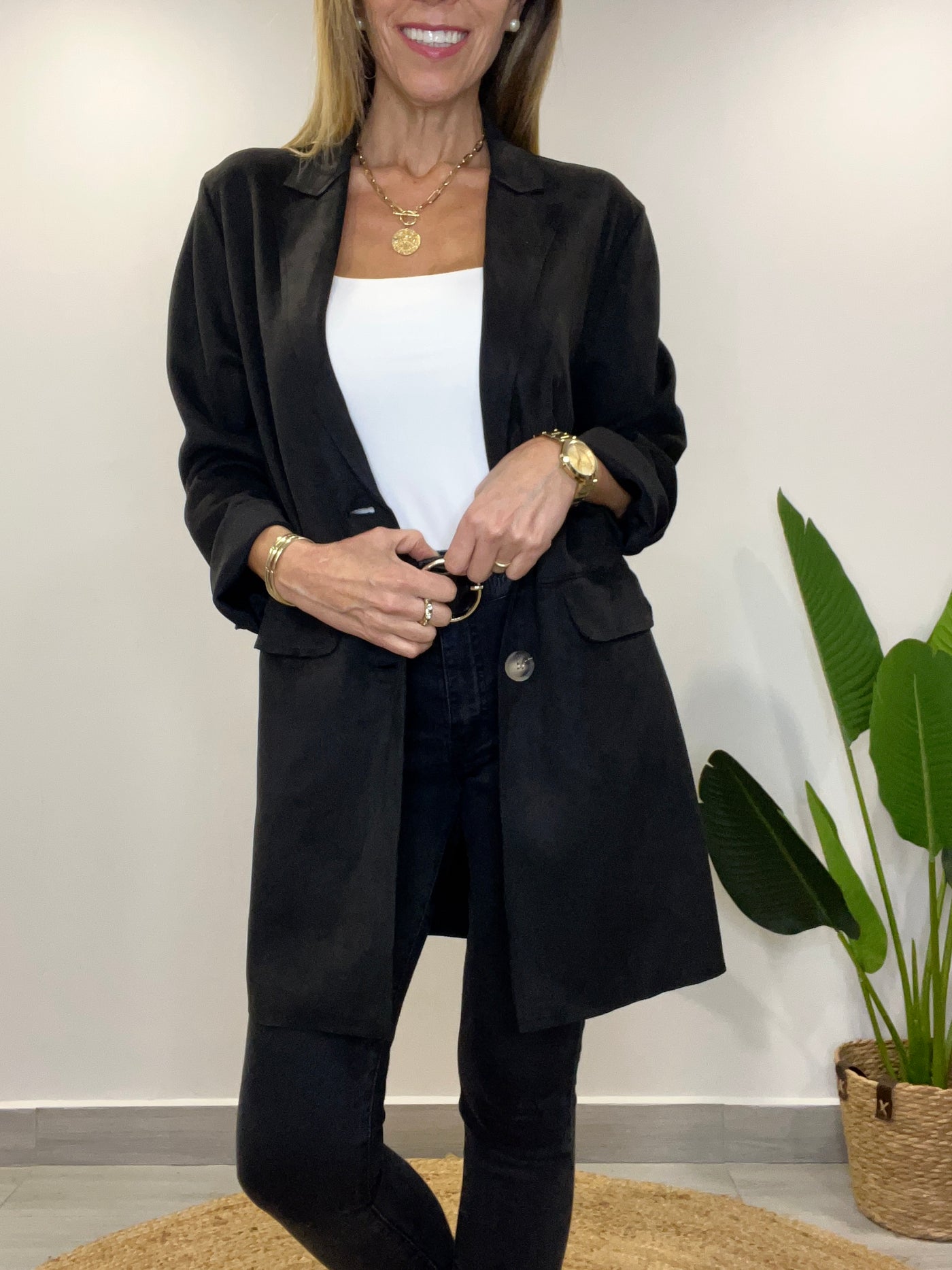 Blazer Gamuza Glass negro
