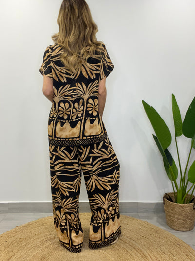 Conjunto Tahití negro/camel (2 piezas)