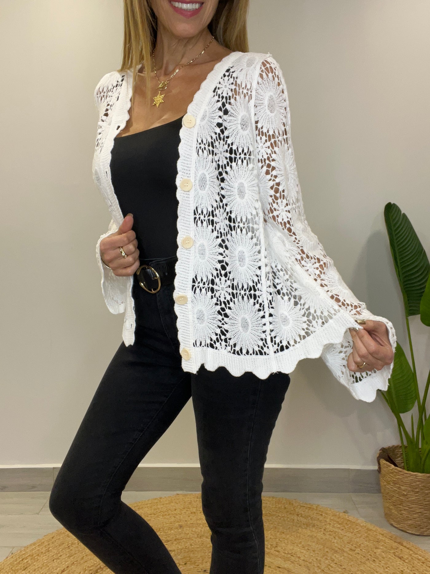Chaleco Macramé Romántico Blanco