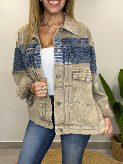 Chaqueta mezclilla Festi Beige