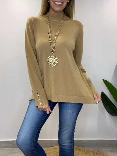 Sweater cuello medio Amalfi Camel