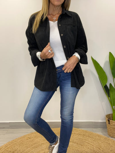 Camisa Cotelé Amanda Negra