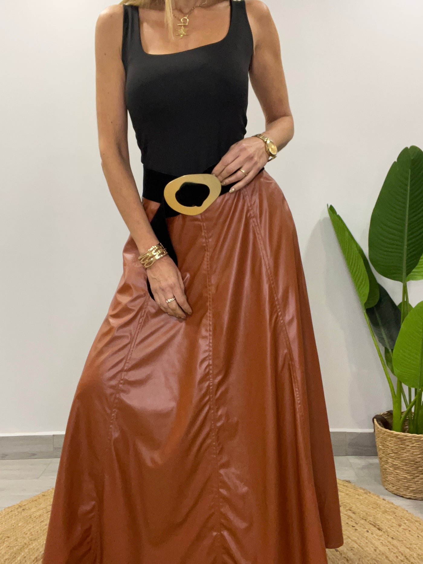 Falda Ecocuero Praga Camel