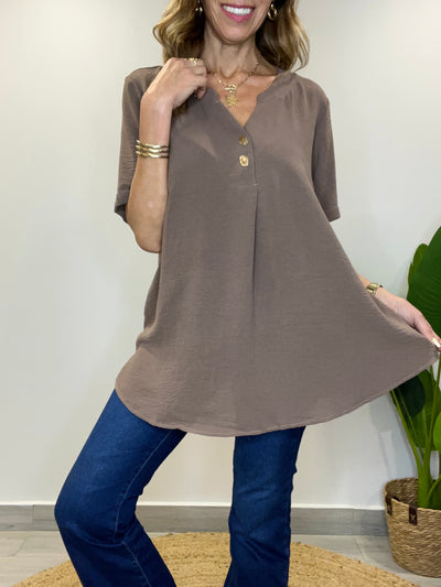 Blusa Crep imperial Chocolate