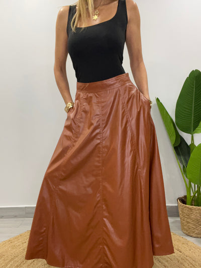 Falda Ecocuero Praga Camel