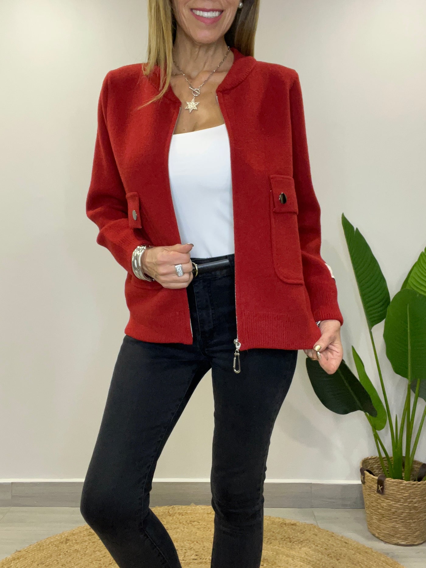 Chaqueta/polerón cuello desmontable Monti rojo