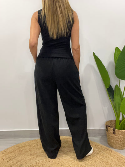 Pantalón Italiano Cote liso Negro