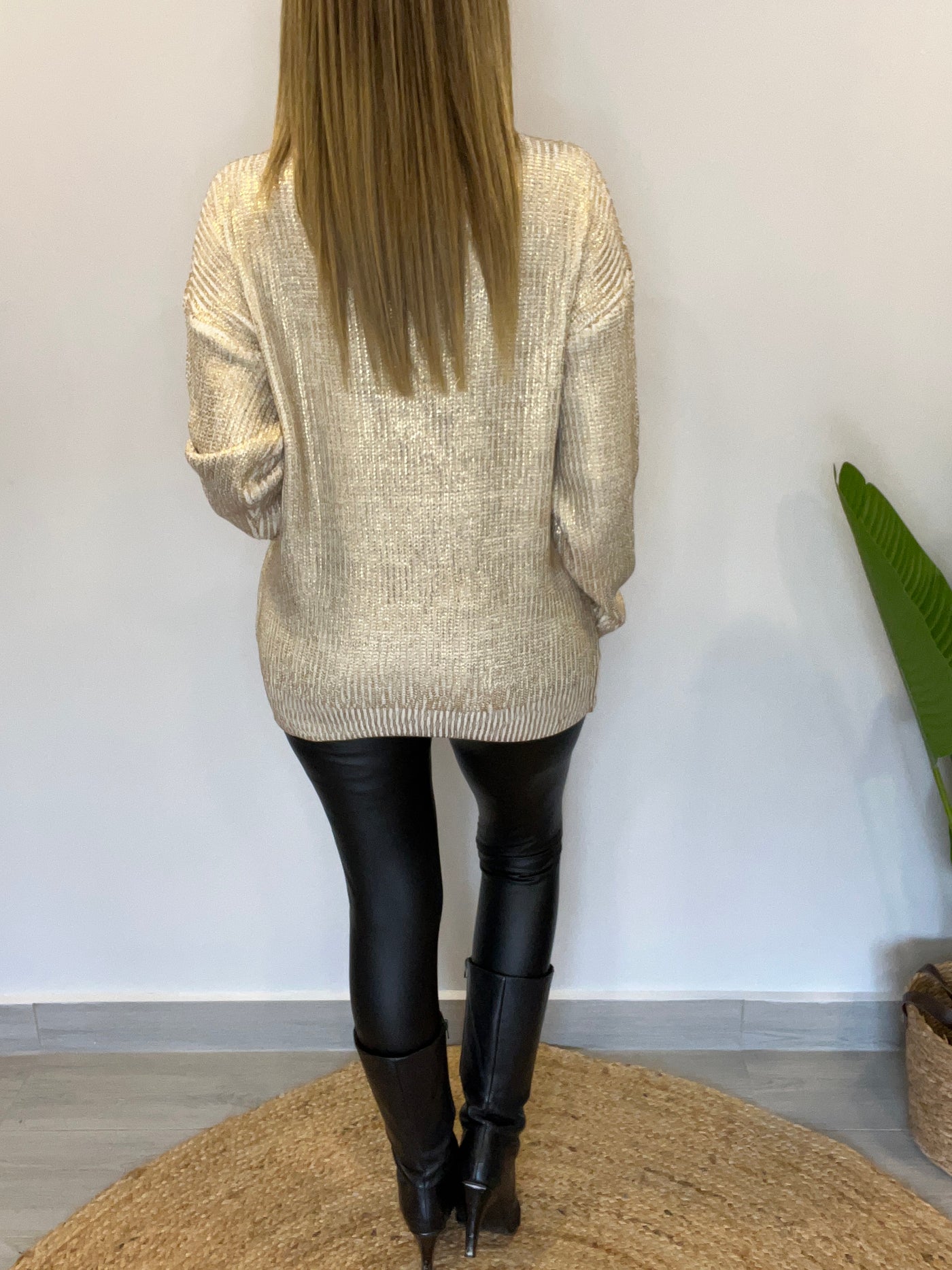 Sweater Italiano Metalizado Beige