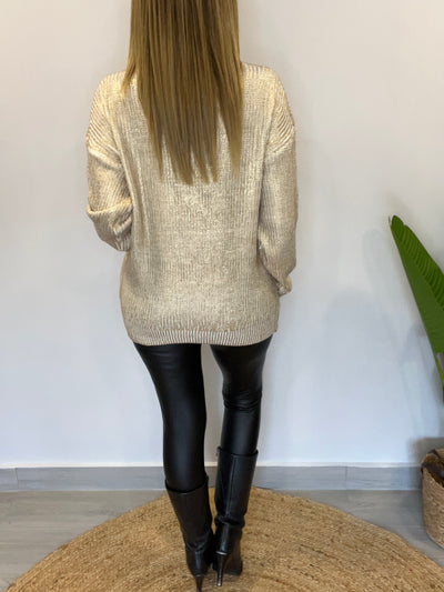 Sweater Italiano Metalizado Beige