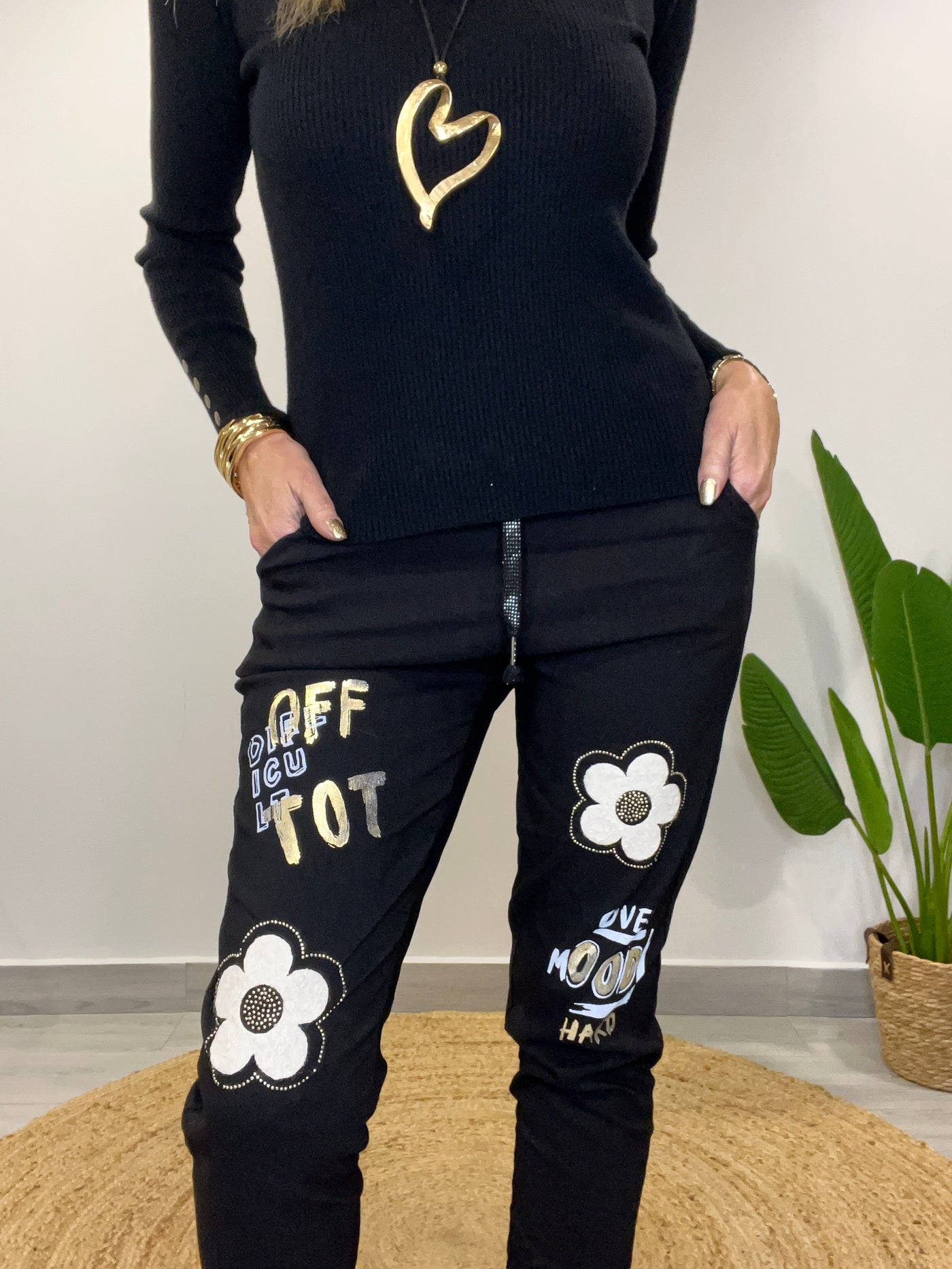 Jogger Italiano Flor Negro