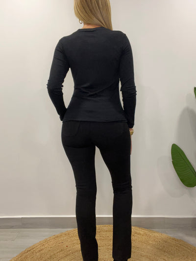 Polera básica manga larga negra