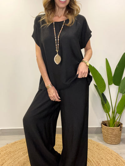 Conjunto Tahiti negro liso (2 piezas)