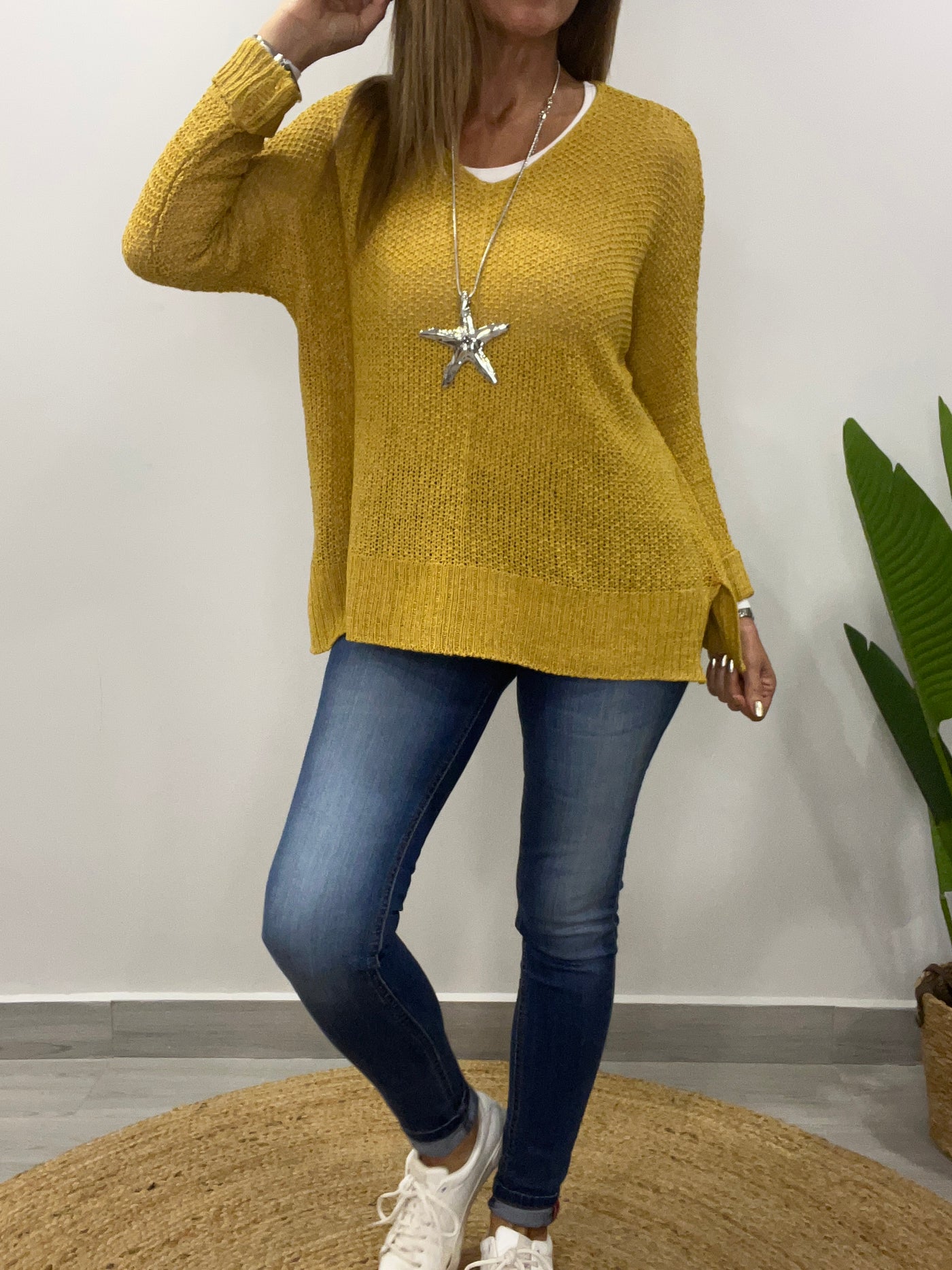 Sweater Hilo Mantua Mostaza