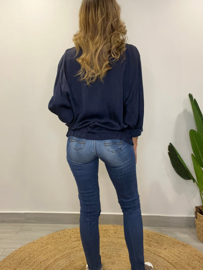 Bomber Italiano Viscoseda long Azul marino