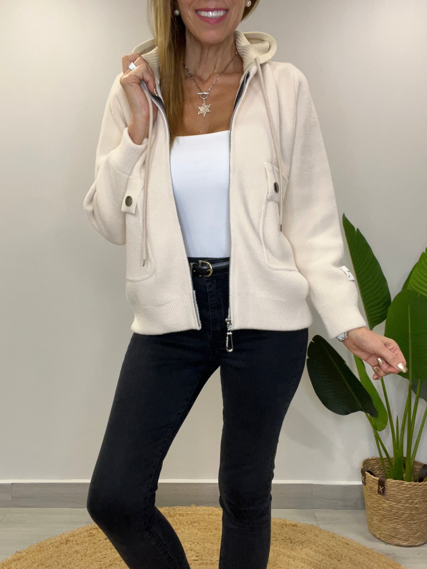 Chaqueta/polerón cuello desmontable Monti Crema