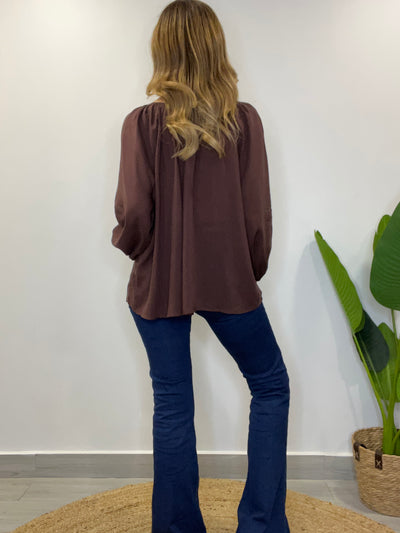 Blusa Viscogasa Isabella Chocolate
