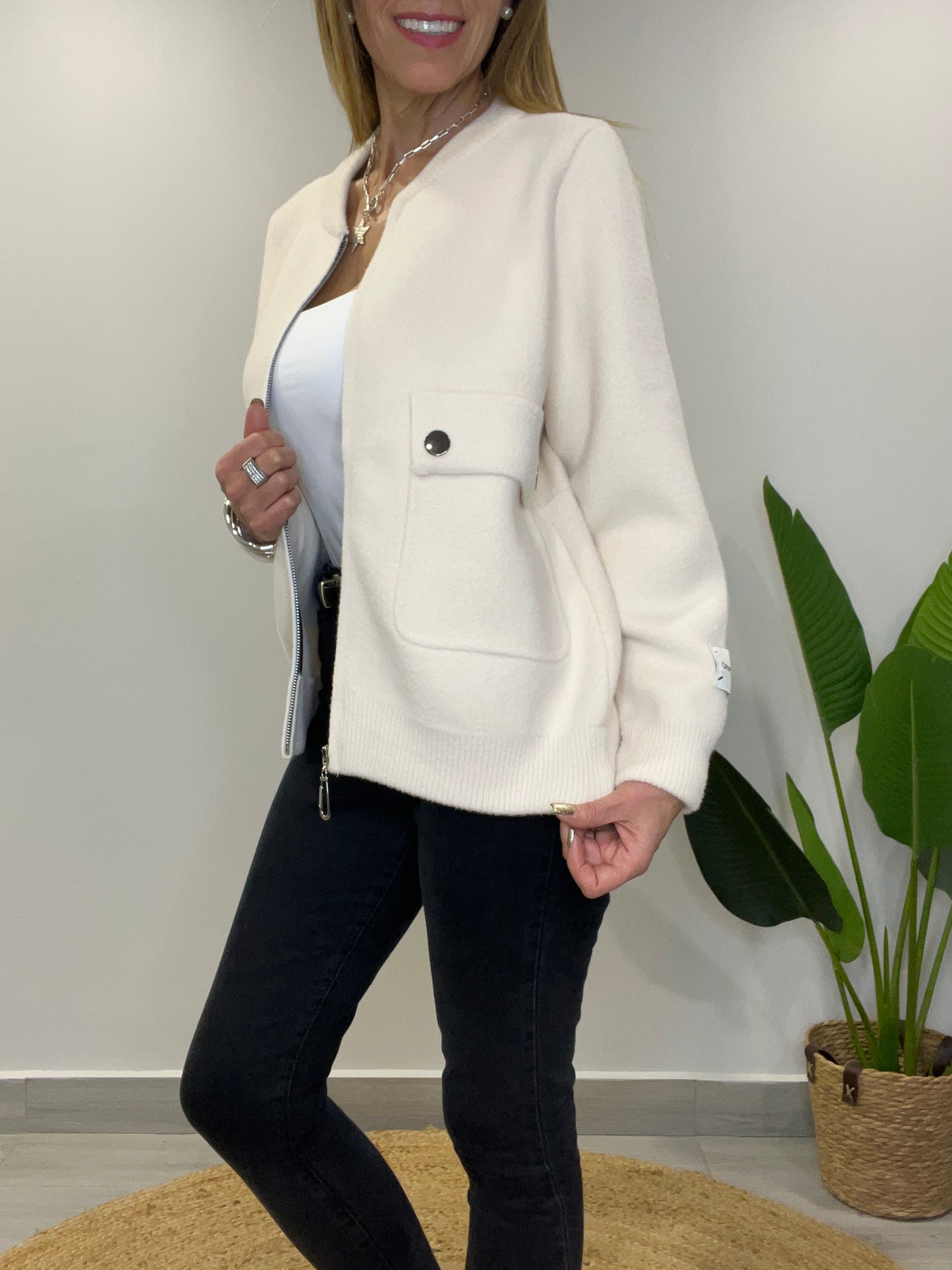 Chaqueta/polerón cuello desmontable Monti Crema