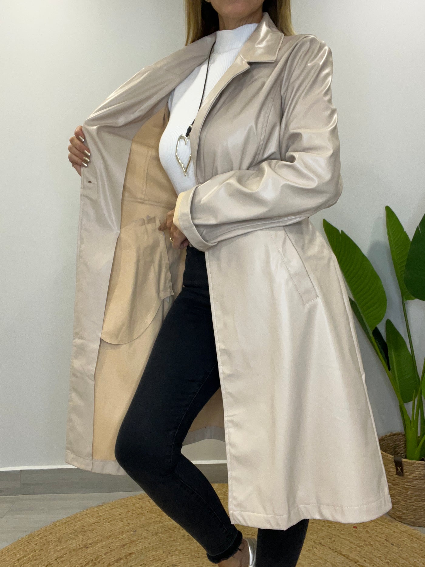 Trench Ecocuero Party Beige