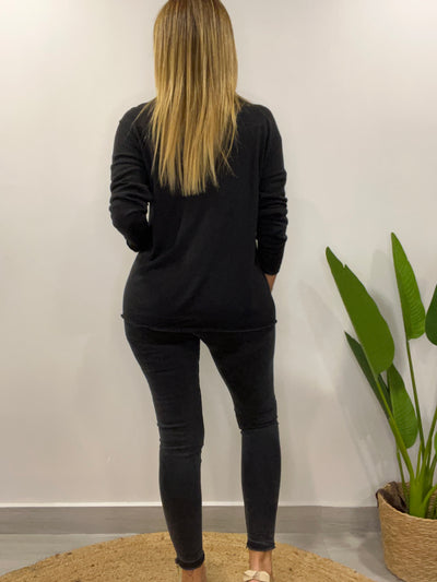 Polera lanilla Amour Negra