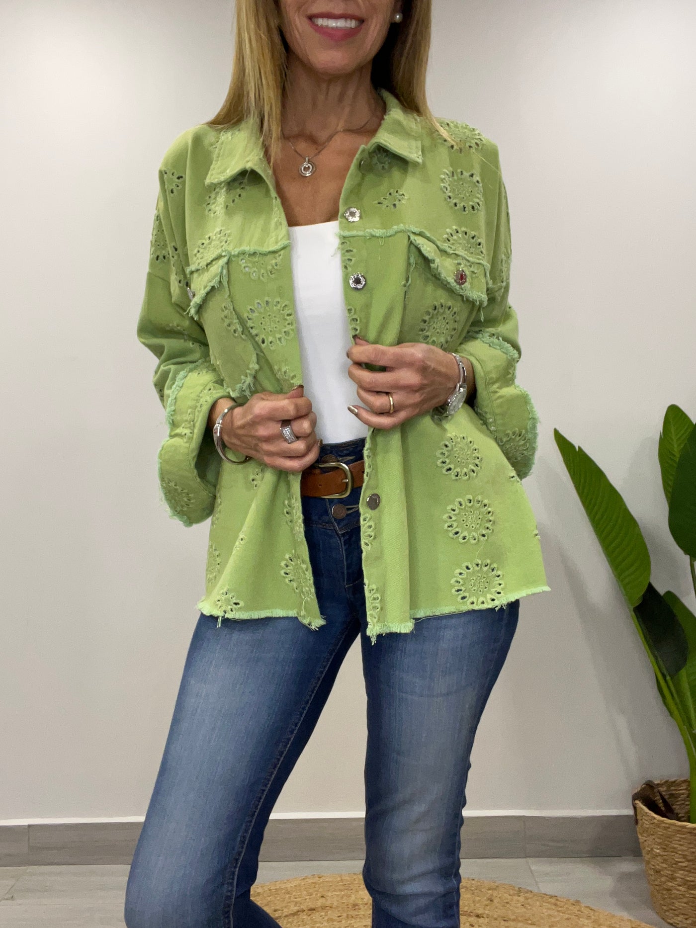 Chaqueta mezclilla Broderie Blondi verde