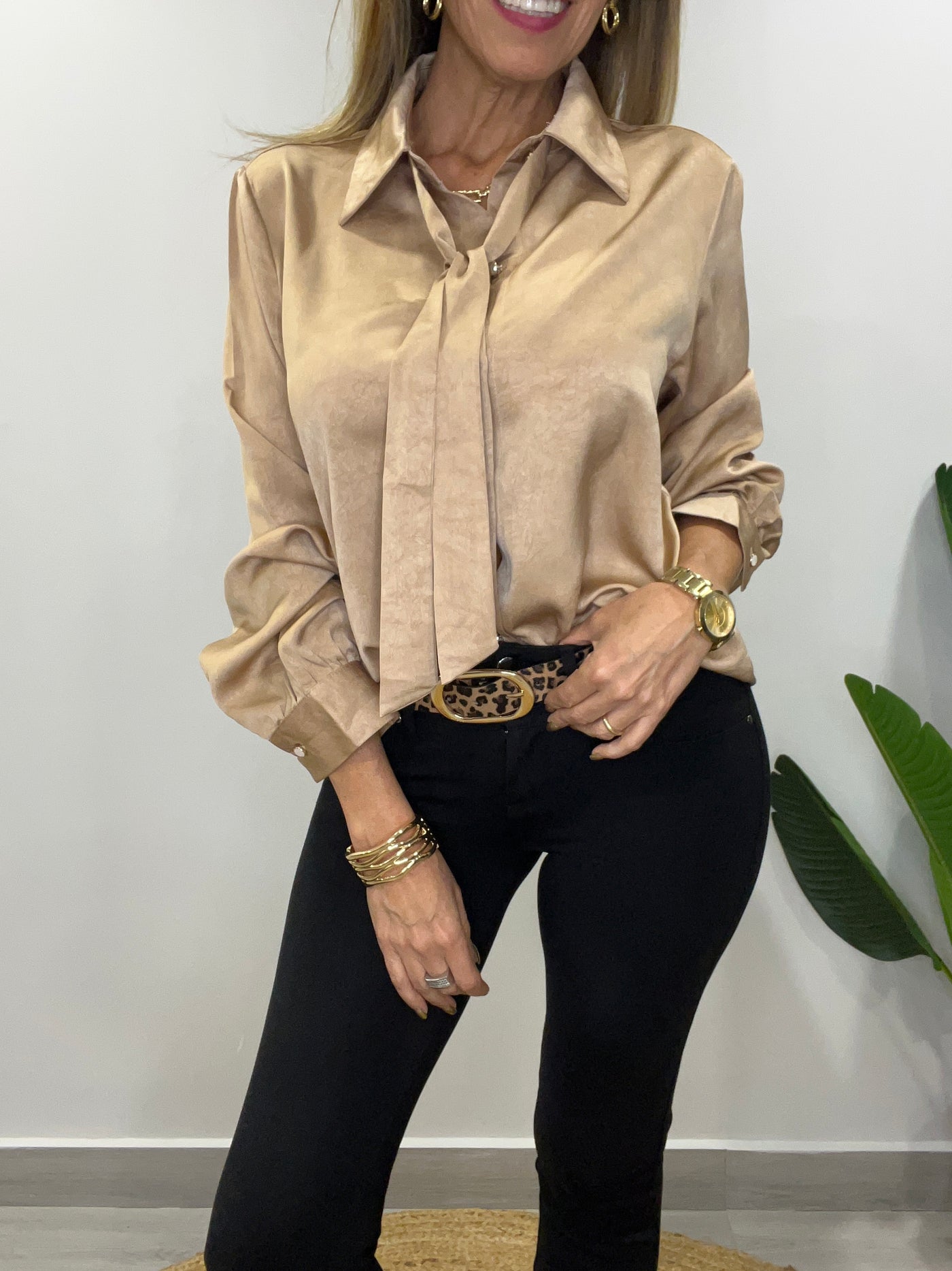 Blusa Viscoseda Amanda Camel