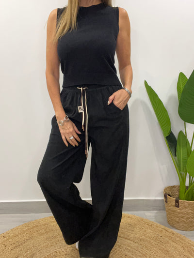 Pantalón Italiano Cote liso Negro