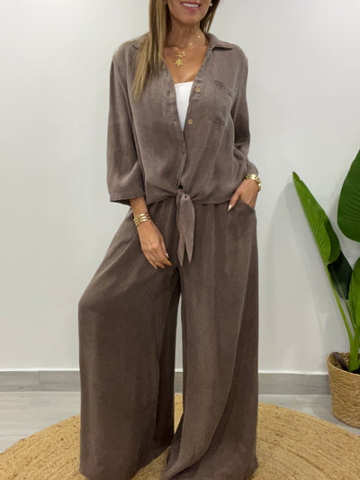 Conjunto Lino Kalu Taupe