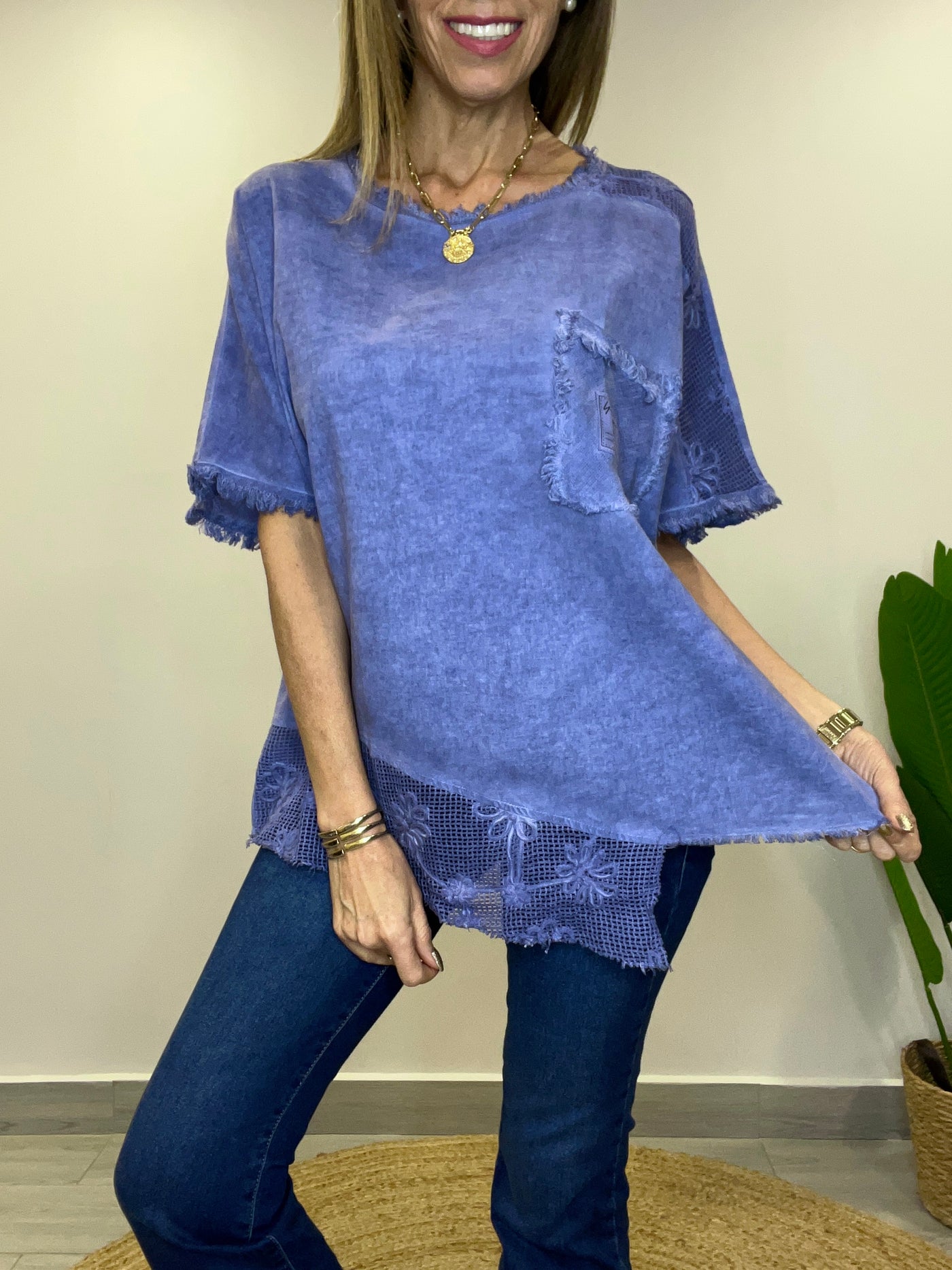 Polera linolet italiana Laura Azul