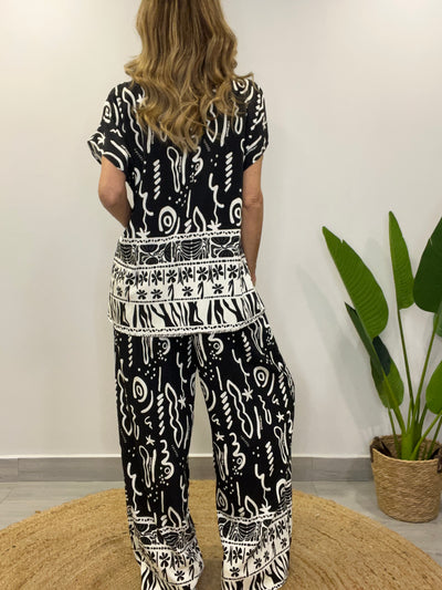 Conjunto Tahiti negro/blanco (2 piezas)