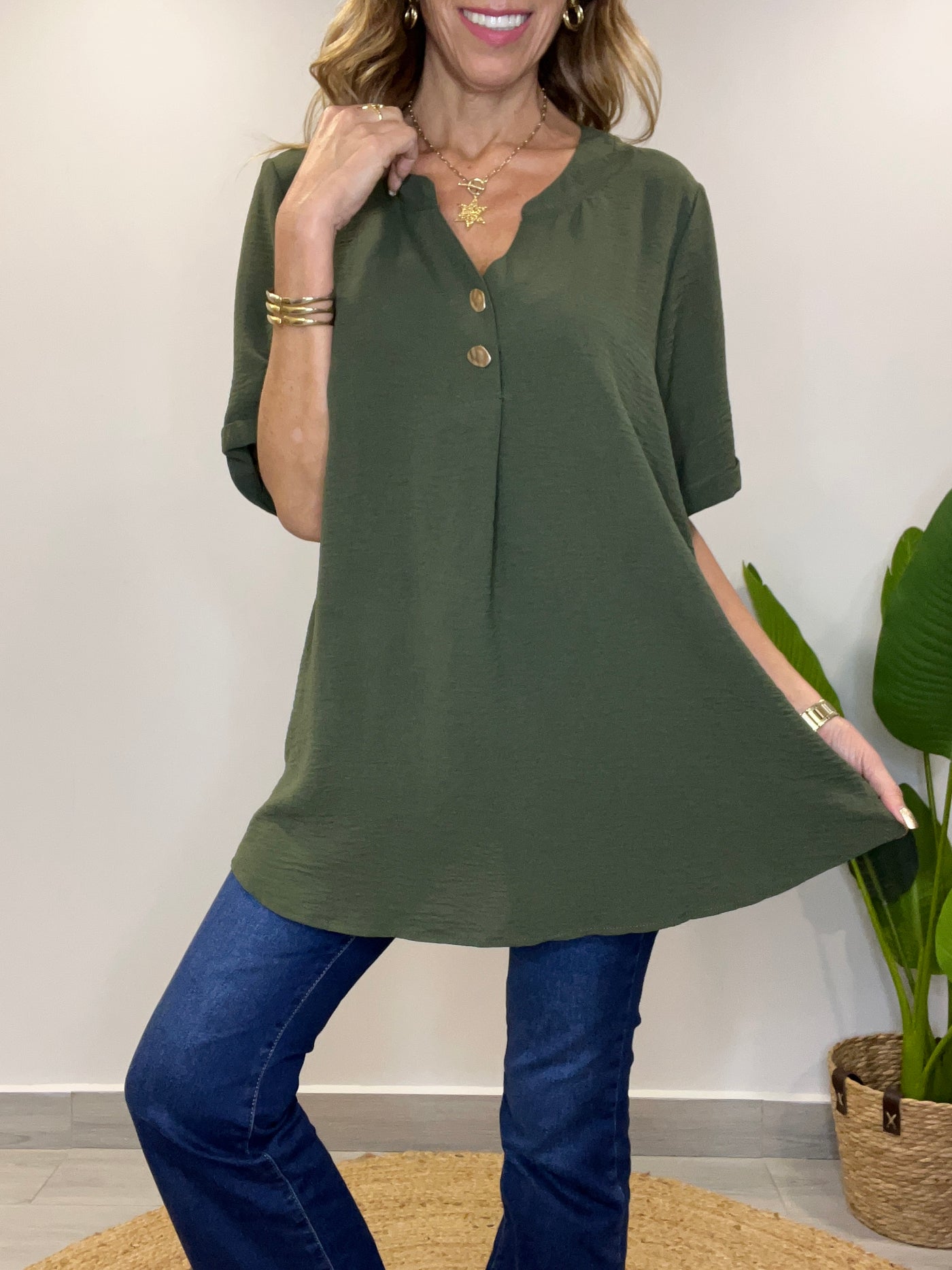 Blusa Crep imperial Musgo