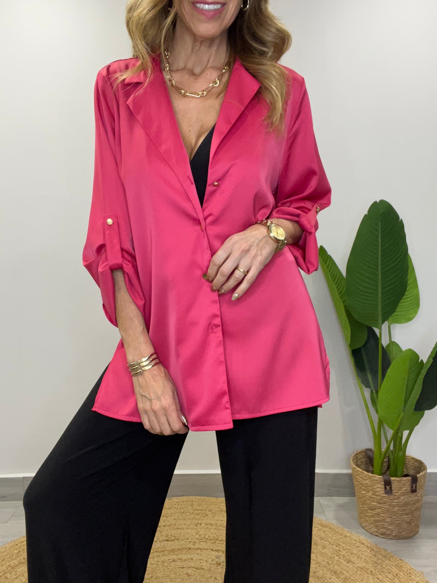 Blazer satin ritual Fucsia