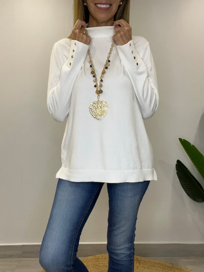 Sweater cuello medio Amalfi blanco