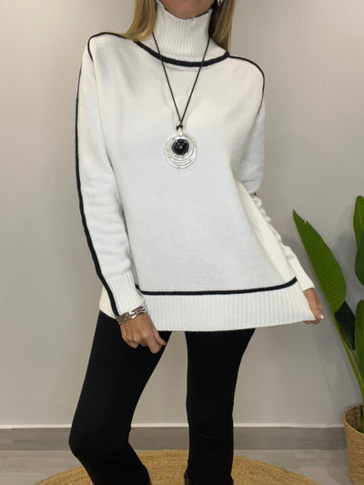 Sweater cuello Atenea blanco