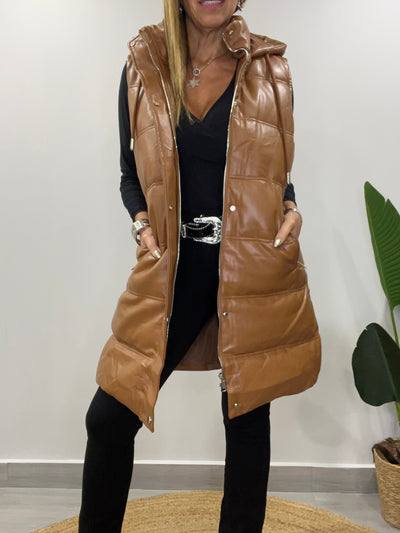 Parka Sinmanga Ecocuero Glamour Camel